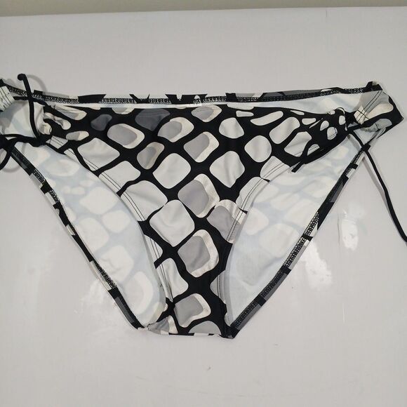 Skye Swimwear Other - Syke Low Rise Side Tie Bikini Swimsuit Bottom Women size XL Black Silver Print